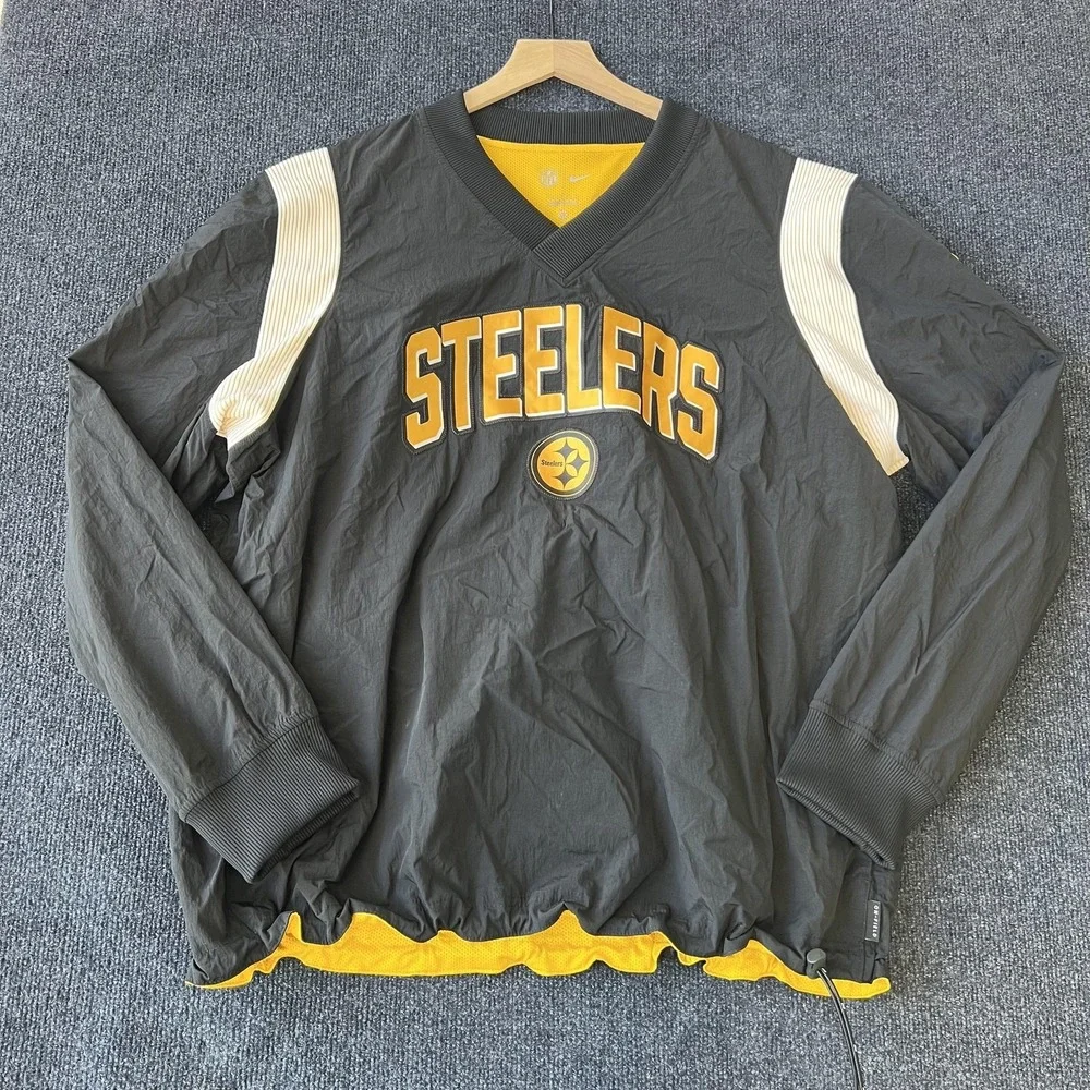 Pittsburgh‎ Steelers Jacket Mens Large Black Yellow NFL Football Pullover Nike